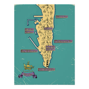 Póster Mapa Ilustrado De Viagem De Gibraltar
