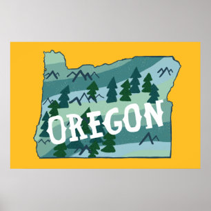 Poster Mapa Ilustrado do Oregon