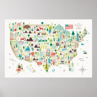 Mapa ilustrado dos EUA