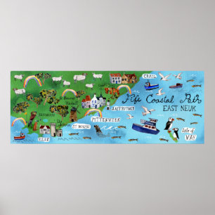 Poster Mapa Ilustrado EAST NEUK do Caminho Costeiro do Fi