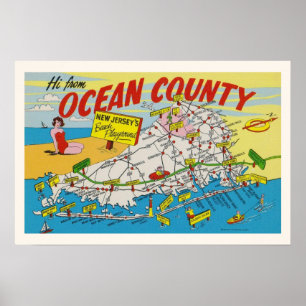 Poster Mapa Ilustrado em Jersey Shore