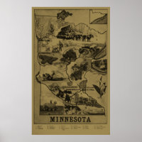 Mapa Ilustrativo de Vintage Minnesota (1921) - Tan