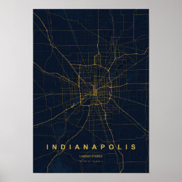 Poster Mapa Impresso Estilizado de Indianapolis Indiana