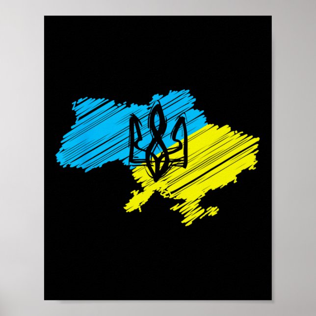 Poster Mapa Incrível da Ucrânia - Bandeira da Ucrânia (Frente)