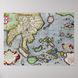 Poster Mapa India do vintage a Nova Guiné