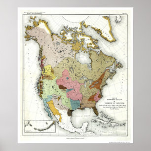 Póster Mapa indiano 1890 da linguística