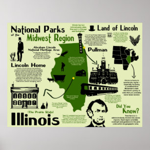 Poster Mapa Infográfico do Parque Nacional de Illinois