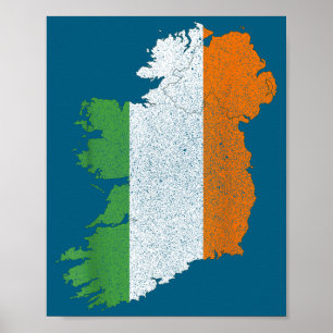 Poster Mapa Irlandês E Bandeira Da Irlanda Herança Dia De