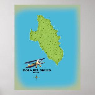 Poster Mapa Isola del Giglio Itália