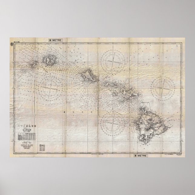 Poster Mapa Japonês de Havaí Pearl Harbor em 1939 (Frente)