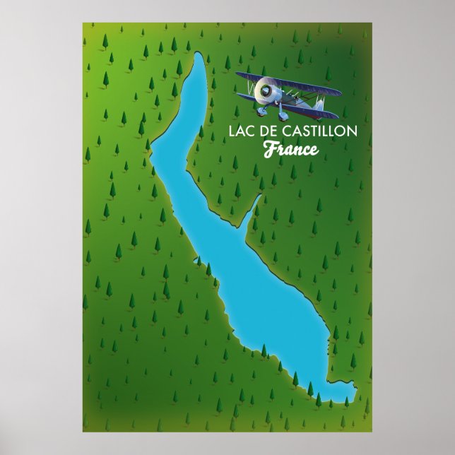 Poster Mapa Lac de Castillon France (Frente)