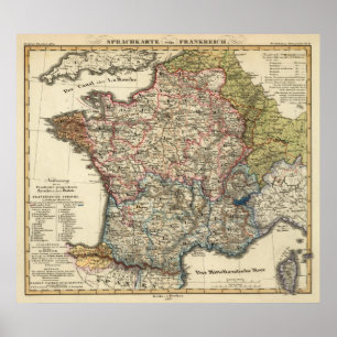 Poster Mapa lingüístico de France