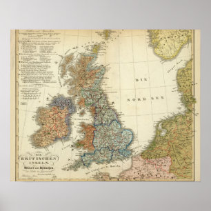 Póster Mapa lingüístico de ilhas britânicas