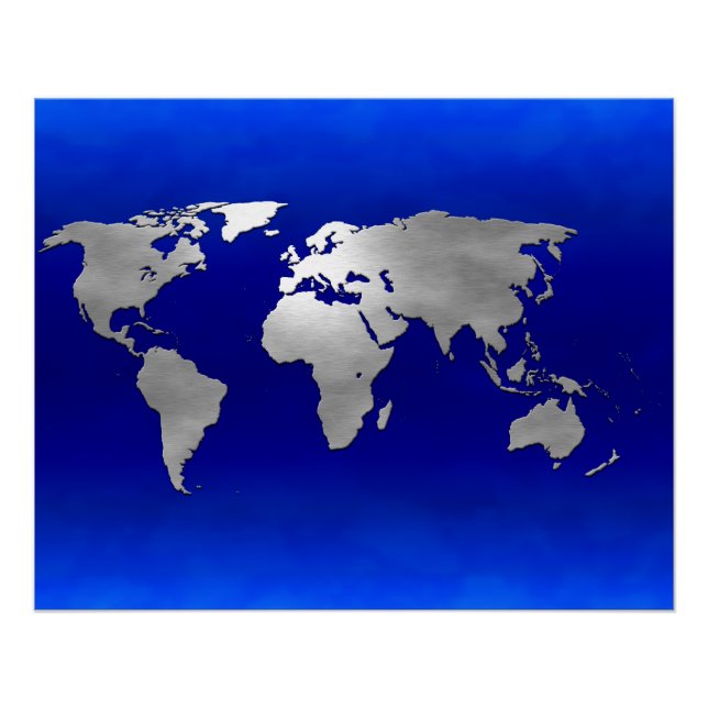 Póster Mapa Metálico da Terra (Frente)