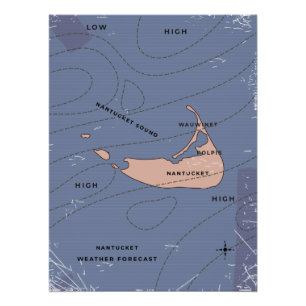 Póster Mapa meteorológico de Nantucket EUA