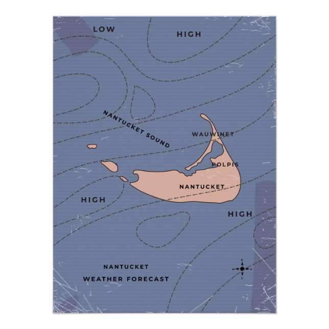 Póster Mapa meteorológico de Nantucket EUA (Frente)