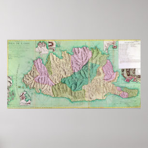 Poster Mapa militar de Córsega, 1768