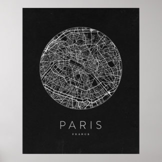 Poster Mapa Minimalista da Cidade de Paris