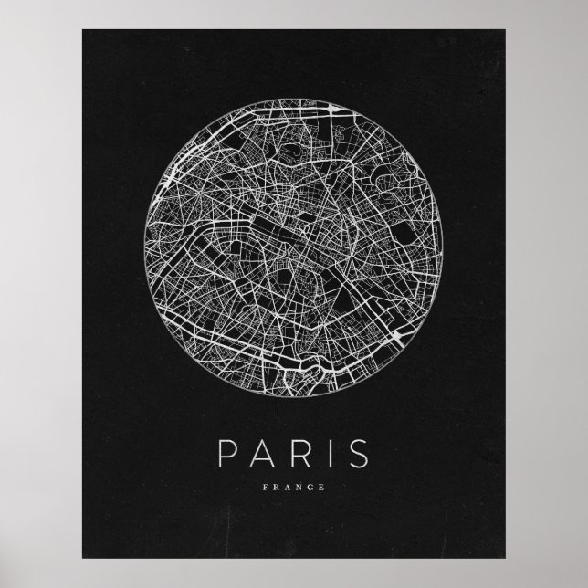 Poster Mapa Minimalista da Cidade de Paris (Frente)