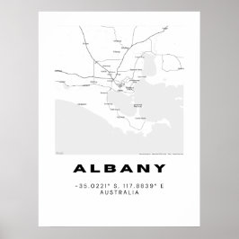 Poster Mapa minimalista de albany com coordenadas