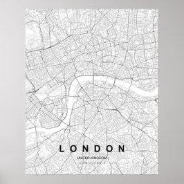 Poster Mapa Minimalista de Londres (Preto e Branco)