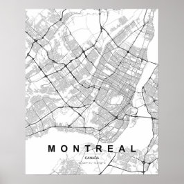 Poster Mapa Minimalista de Montreal (Preto e Branco)