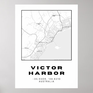 Poster Mapa Minimalista de Victor Harbour com Coordenadas
