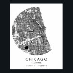 Poster Mapa Mínimo da Rua do Círculo Moderno de Chicago I<br><div class="desc">Mapa Mínimo da Rua do Círculo Moderno de Chicago Illinois</div>