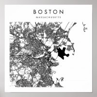 Mapa Mínimo da Rua Moderna de Boston Massachusetts