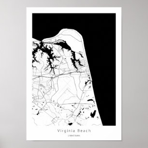 Poster Mapa Mínimo de Abstrato Simples da Virginia Beach