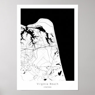 Poster Mapa Mínimo de Abstrato Simples da Virginia Beach