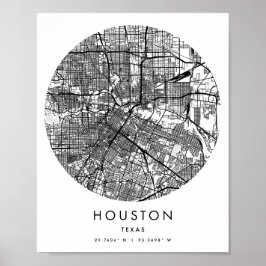 Poster Mapa Mínimo do Círculo Moderno de Houston Texas