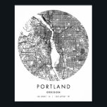 Poster Mapa Mínimo do Círculo Moderno de Portland Oregon<br><div class="desc">Mapa Mínimo do Círculo Moderno de Portland Oregon</div>
