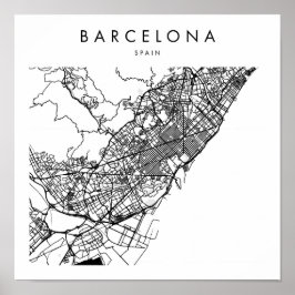 Poster Mapa Mínimo Moderno da Espanha de Barcelona