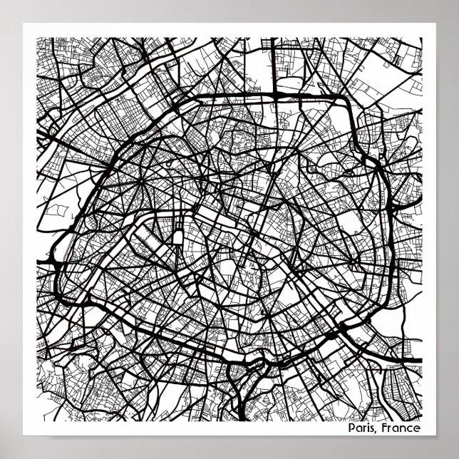 Poster Mapa moderno da cidade de Paris abstrato minimalis (Frente)
