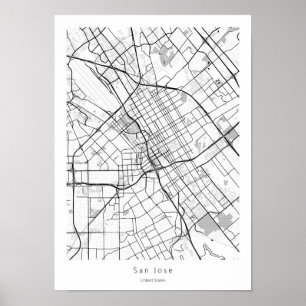 Poster Mapa Moderno da Cidade Mínima de San Jose Californ
