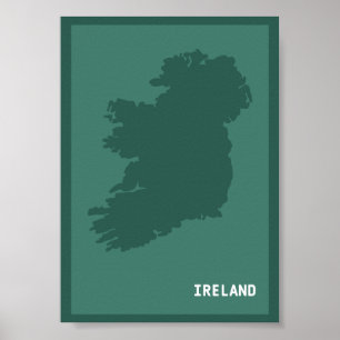 Poster Mapa Moderno Da Irlanda / Éire   Irish Emerald Isl