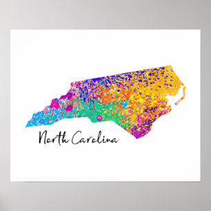 Poster Mapa moderno de North Carolina