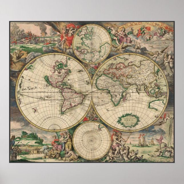 Póster Mapa Mundial 1671 (Frente)