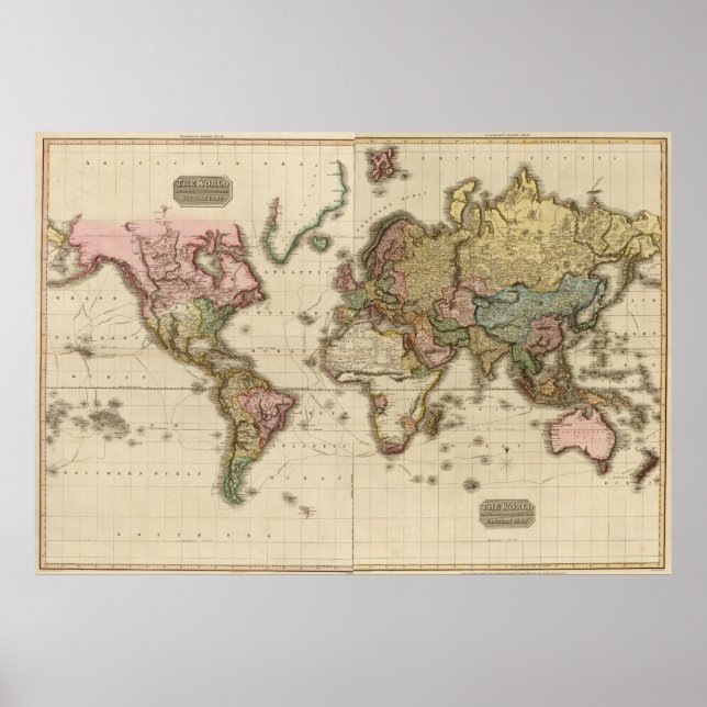 Poster Mapa Mundial (1812) (Frente)