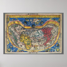 Mapa Mundial Antigo em Forma de Coração de Peter A