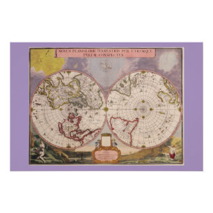 Póster Mapa Mundial Antiquado