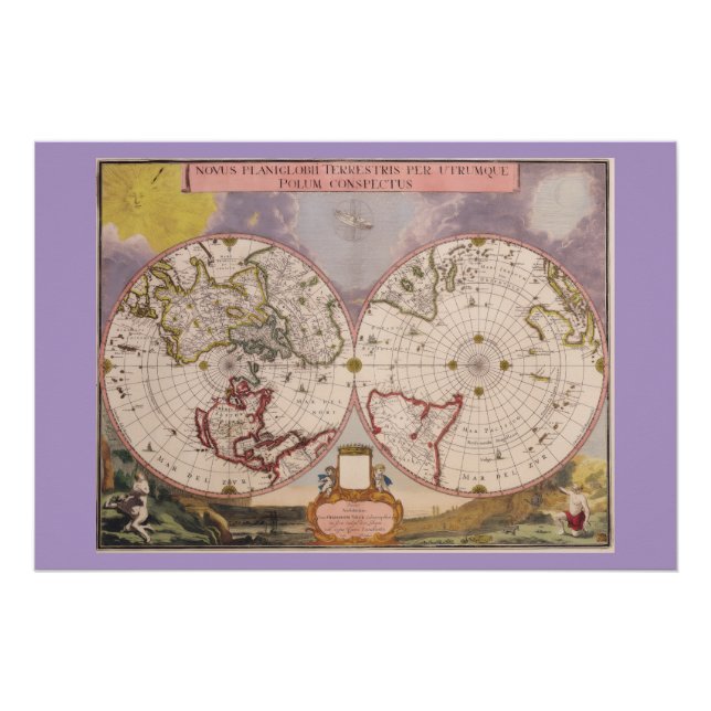 Póster Mapa Mundial Antiquado (Frente)