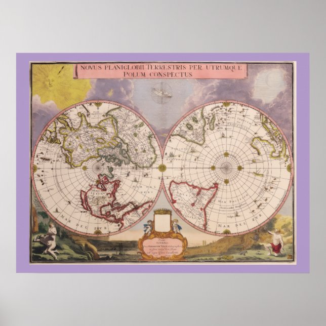 Poster Mapa Mundial Antiquado (Frente)