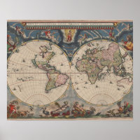 Mapa Mundial Antiquado: Arte Cartográfica Históric