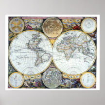 Mapa Mundial Antiquado, Atlas Maritimus por John S