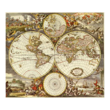 Mapa Mundial Antiquado, c. 1680. Por Frederick de 