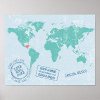 Mapa Mundial + Assinatura de Convidado de Carimbos
