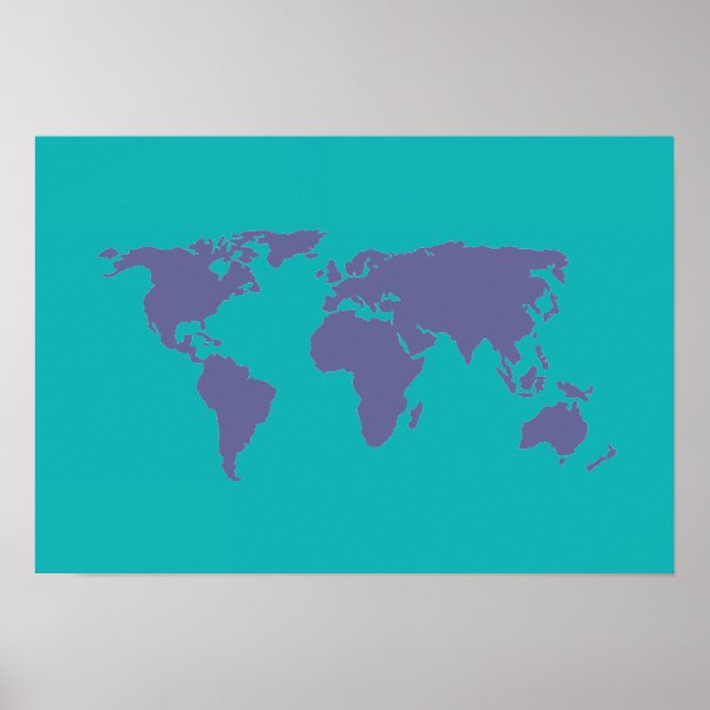 Póster mapa mundial azul (Frente)