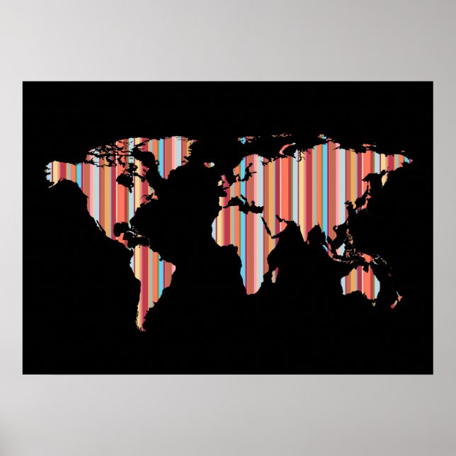 Poster mapa mundial com faixas (Frente)